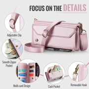For iPhone 16 Pro CaseMe C36 Card Slots Zipper Wallet RFID Anti-theft Leather Phone Case(Pink)
