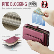 For iPhone 16 Pro CaseMe C36 Card Slots Zipper Wallet RFID Anti-theft Leather Phone Case(Red)