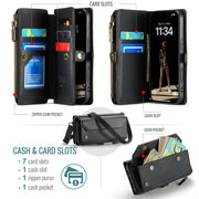 For iPhone 16 Pro CaseMe C36 Card Slots Zipper Wallet RFID Anti-theft Leather Phone Case(Black)