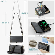 For iPhone 16 Plus CaseMe C36 Card Slots Zipper Wallet RFID Anti-theft Leather Phone Case(Black)