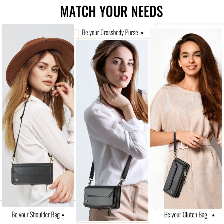 For iPhone 16 Plus CaseMe C36 Card Slots Zipper Wallet RFID Anti-theft Leather Phone Case(Black)