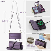 For iPhone 16 CaseMe C36 Card Slots Zipper Wallet RFID Anti-theft Leather Phone Case(Purple)
