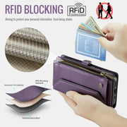 For iPhone 16 CaseMe C36 Card Slots Zipper Wallet RFID Anti-theft Leather Phone Case(Purple)