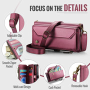 For iPhone 16e CaseMe C36 Card Slots Zipper Wallet RFID Anti-theft Leather Phone Case(Red)