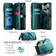 For iPhone 16e CaseMe C36 Card Slots Zipper Wallet RFID Anti-theft Leather Phone Case(Blue)