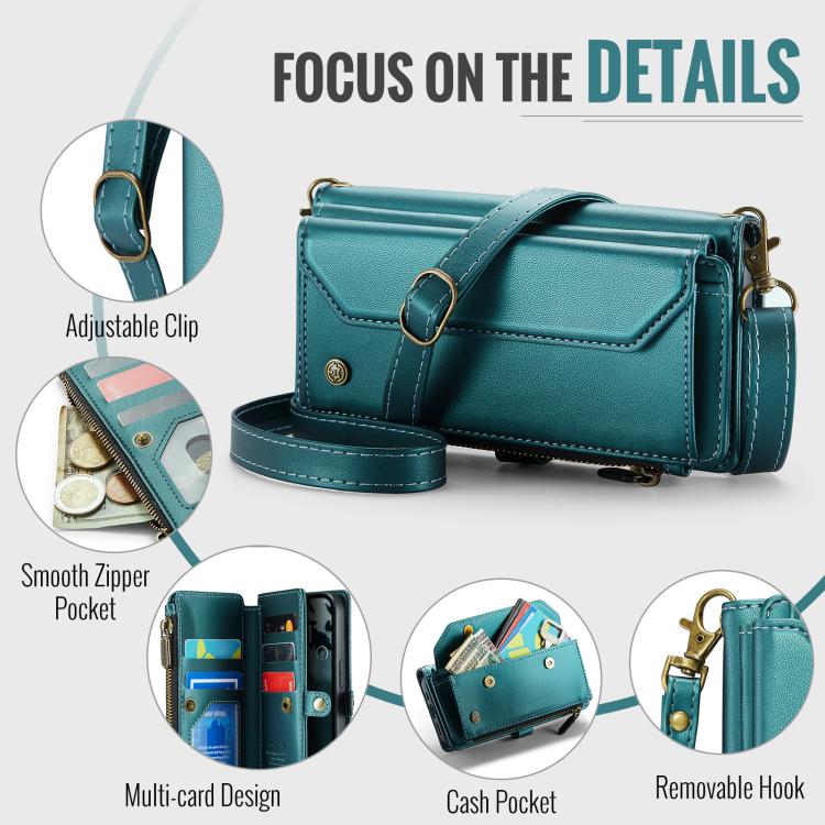 For iPhone 16e CaseMe C36 Card Slots Zipper Wallet RFID Anti-theft Leather Phone Case(Blue)