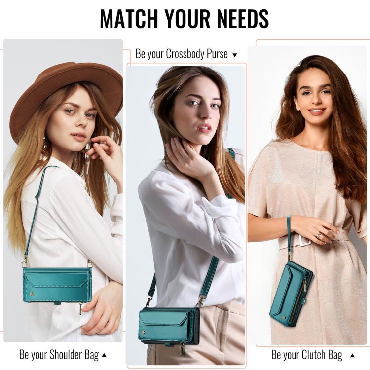 For iPhone 16e CaseMe C36 Card Slots Zipper Wallet RFID Anti-theft Leather Phone Case(Blue)