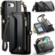 For iPhone 16e CaseMe C36 Card Slots Zipper Wallet RFID Anti-theft Leather Phone Case(Black) - iPhone 16e Cases by CaseMe | Online Shopping South Africa | PMC TechLife | Buy Now Pay Later Mobicred