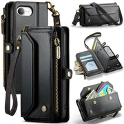 For iPhone 16e CaseMe C36 Card Slots Zipper Wallet RFID Anti-theft Leather Phone Case(Black)