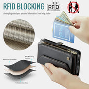 For iPhone 16e CaseMe C36 Card Slots Zipper Wallet RFID Anti-theft Leather Phone Case(Black)