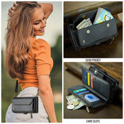 For iPhone 16e CaseMe C36 Card Slots Zipper Wallet RFID Anti-theft Leather Phone Case(Black)
