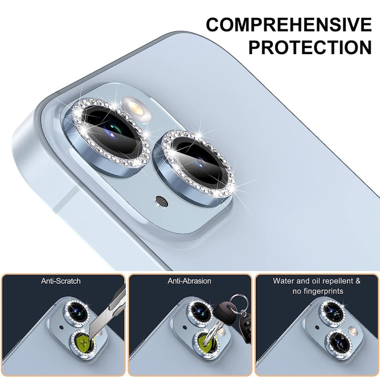 For iPhone 16 / 16 Plus ENKAY AR Anti-reflection Individual Diamond Ring Camera Lens Glass Full Film(Pink)