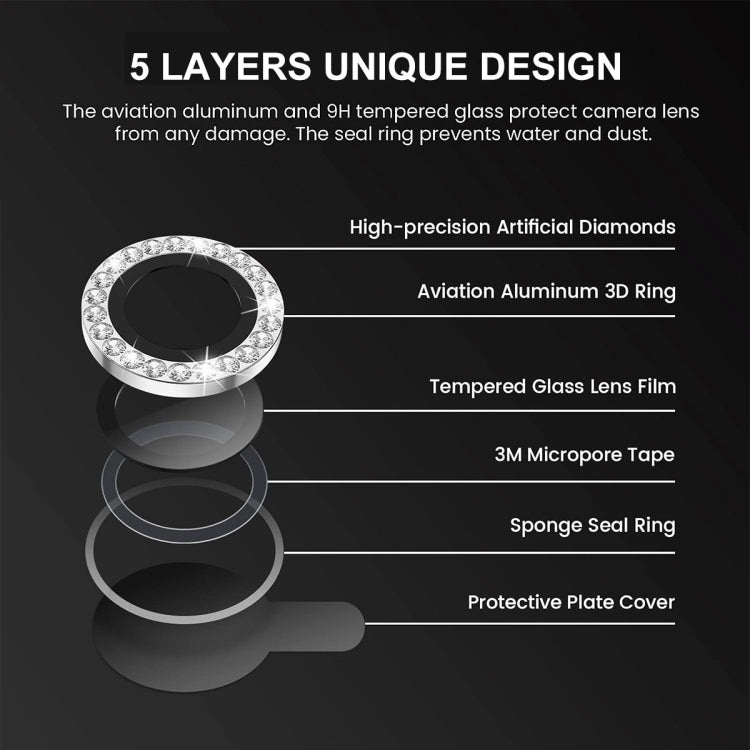 For iPhone 16 / 16 Plus ENKAY AR Anti-reflection Individual Diamond Ring Camera Lens Glass Full Film(Black)