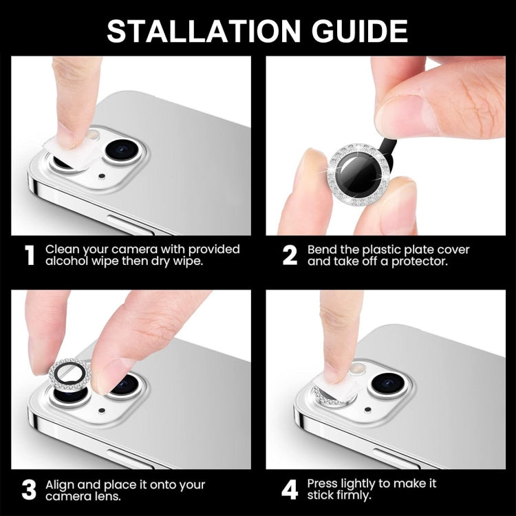 For iPhone 16 Pro / 16 Pro Max ENKAY AR Anti-reflection Individual Diamond Ring Camera Lens Glass Full Film(Silver)