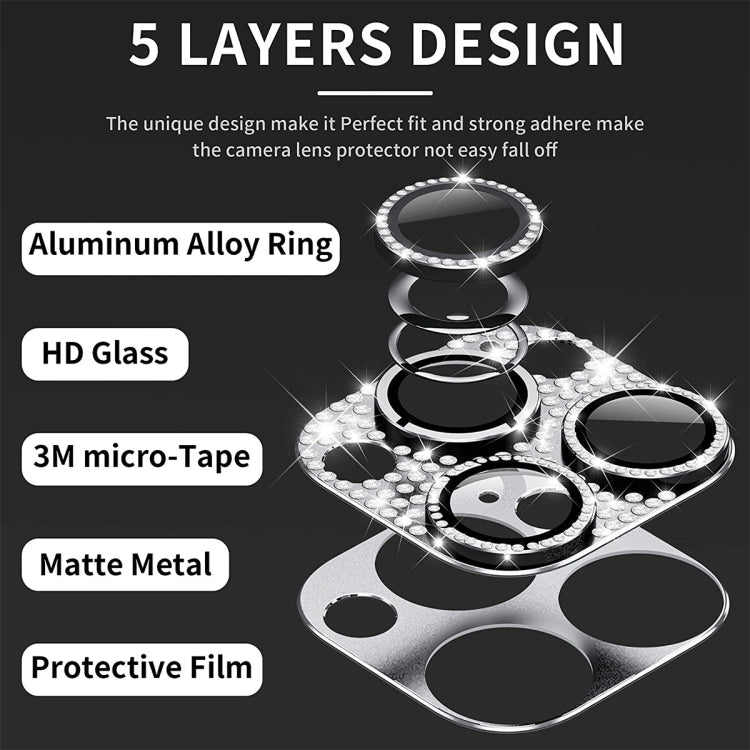 For iPhone 16 / 16 Plus ENKAY Hat-Prince Blink Diamond Camera Lens Aluminium Alloy Tempered Glass Film(Silver)