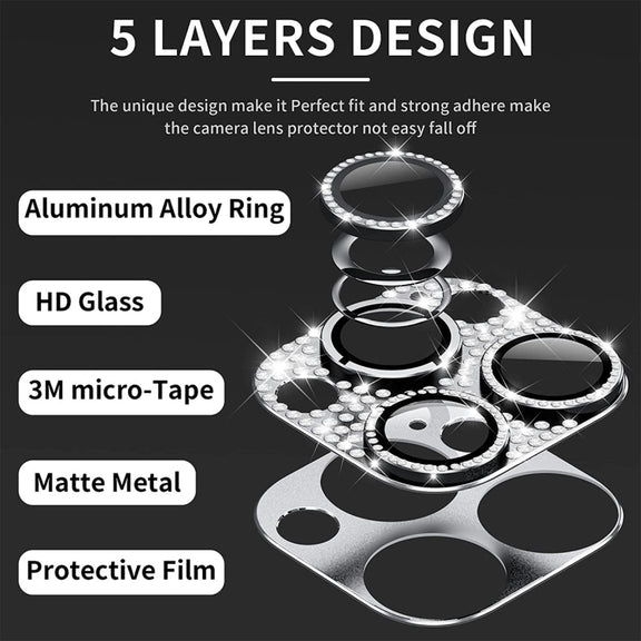 For iPhone 16 / 16 Plus ENKAY Hat-Prince Blink Diamond Camera Lens Aluminium Alloy Tempered Glass Film(Black)