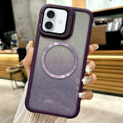 For iPhone 16 CD-grain Gradient Glitter Magsafe Acrylic Hybrid TPU Phone Case(Purple)