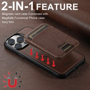 For iPhone 16 Pro Max Suteni H18 Cross Grain MagSafe Wallet Leather Phone Case(Brown)