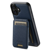 For iPhone 16 Suteni H18 Cross Grain MagSafe Wallet Leather Phone Case(Blue)