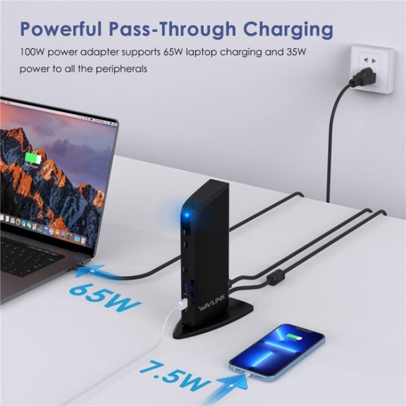 WAVLINK UG39PD1 13 in 1 Type-C Triple Monitors 4K HD Docking Station, Plug:AU Plug