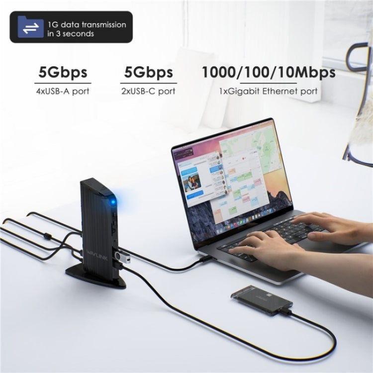 WAVLINK UG39PD1 13 in 1 Type-C Triple Monitors 4K HD Docking Station, Plug:EU Plug