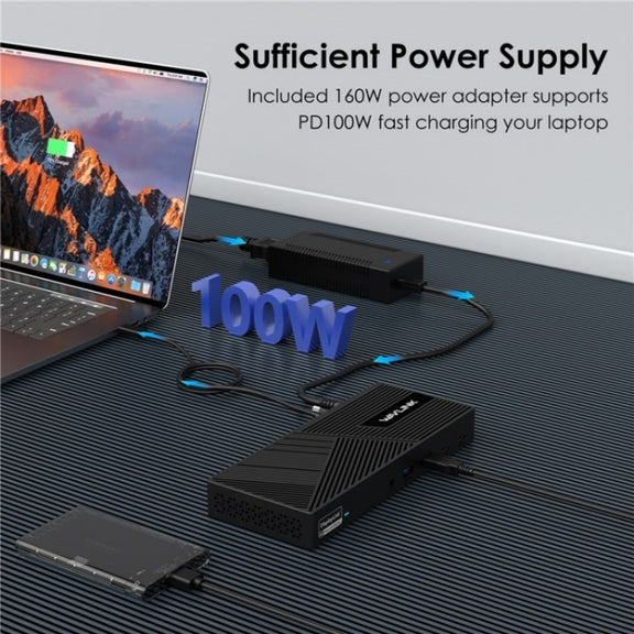 WAVLINK UG69PD25 Pro 100W PD Charging Triple 4K Display Laptop Docking Station, Plug:UK Plug