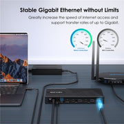 WAVLINK UG69PD25 Pro 100W PD Charging Triple 4K Display Laptop Docking Station, Plug:AU Plug