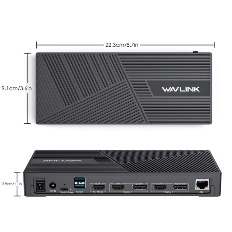 WAVLINK UG69PD25 Pro 100W PD Charging Triple 4K Display Laptop Docking Station, Plug:UK Plug