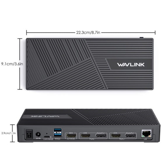 WAVLINK UG69PD25 Pro 100W PD Charging Triple 4K Display Laptop Docking Station, Plug:US Plug