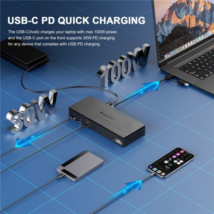 WAVLINK UG69PD8 Pro 18-in-1 DP / HD 5K Quadruple Display USB C Universal Docking Station, Plug:US Plug