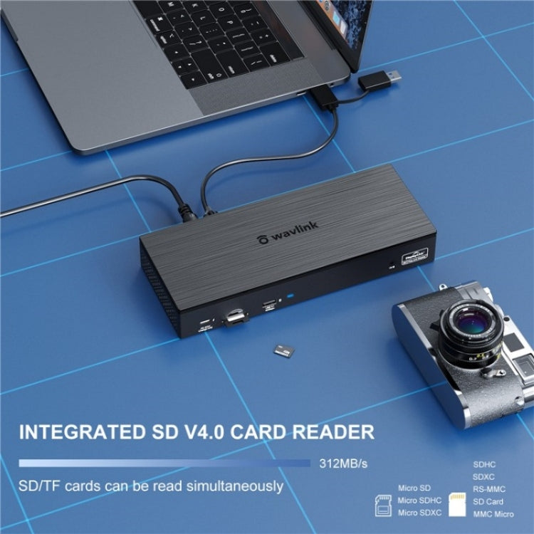 WAVLINK UG69PD8 Pro 18-in-1 DP / HD 5K Quadruple Display USB C Universal Docking Station, Plug:AU Plug