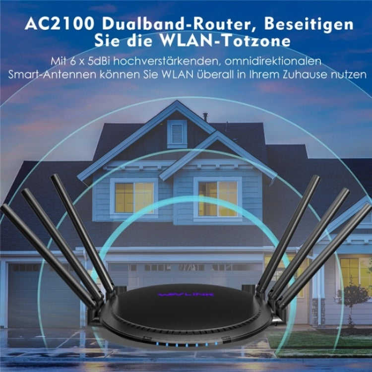 WAVLINK WN531A6 Dual Band Wireless Repeater AC2100 Gigabit Ethernet Port WiFi Router, Plug:EU Plug