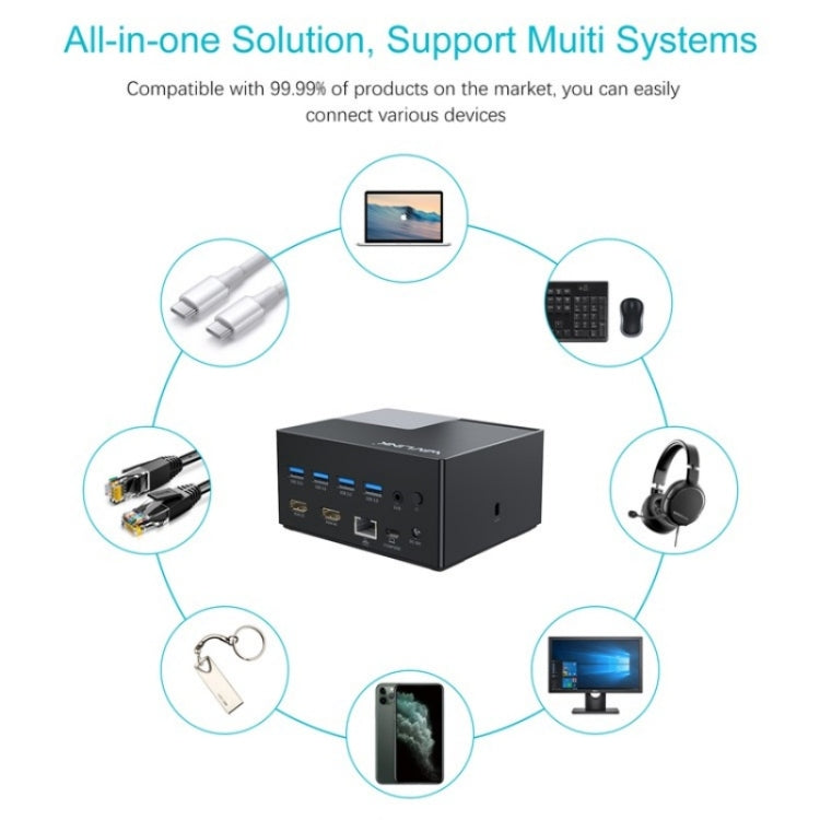 WAVLINK UG76PD2 3.5mm Audio, Gigabit Network Port Dual HD Universal Docking Station(EU Plug)