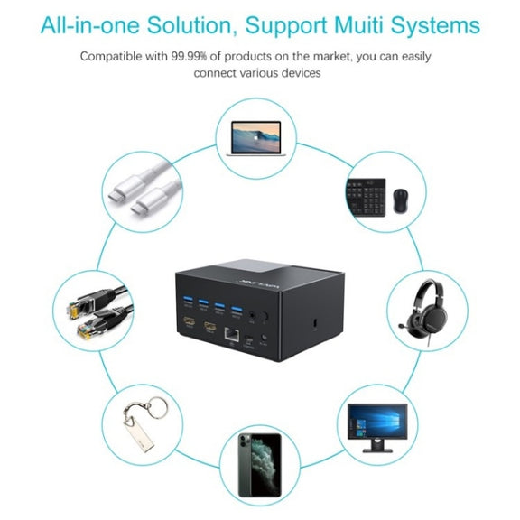 WAVLINK UG76PD2 3.5mm Audio, Gigabit Network Port Dual HD Universal Docking Station(US Plug)