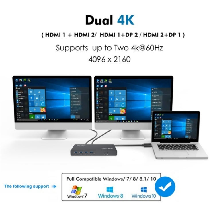WAVLINK UG69PD6 Dual 4K Laptop Docking Station 5K HD Displaylink 65 / 100W PD Charging, Plug:EU Plug