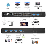 WAVLINK UG69PD6 Dual 4K Laptop Docking Station 5K HD Displaylink 65 / 100W PD Charging, Plug:US Plug