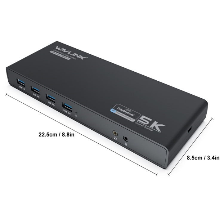 WAVLINK UG69PD6 Dual 4K Laptop Docking Station 5K HD Displaylink 65 / 100W PD Charging, Plug:EU Plug