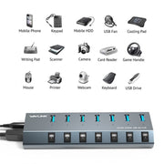 WAVLINK UH3076 5Gbps 7-port USB 3.0 Hub with Independent Switch and LED Indicator(US Plug)