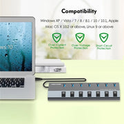 WAVLINK UH3076 5Gbps 7-port USB 3.0 Hub with Independent Switch and LED Indicator(AU Plug)