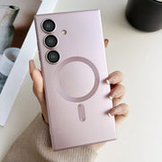 For Samsung Galaxy S25+ 5G Metallic Paint Magsafe Liquid TPU Phone Case(Pink)