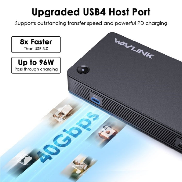 WAVLINK UTD22 Support 96W Laptop Charging USB4 Docking Station Dual Monitor USB-C Hub(US Plug)
