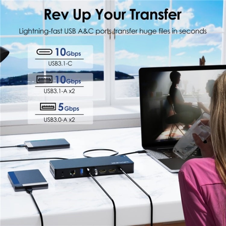 WAVLINK UTD22 Support 96W Laptop Charging USB4 Docking Station Dual Monitor USB-C Hub(US Plug)