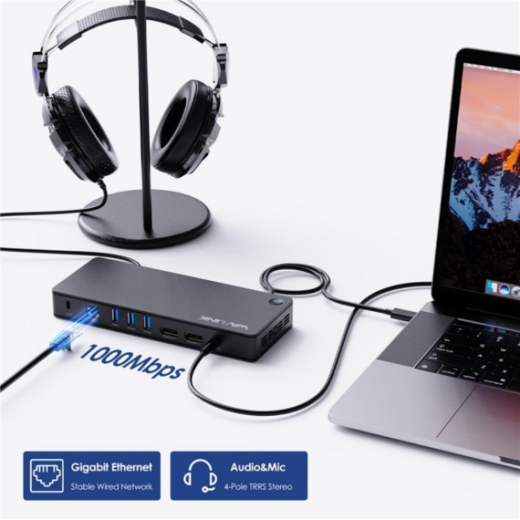 WAVLINK UTD22 Support 96W Laptop Charging USB4 Docking Station Dual Monitor USB-C Hub(EU Plug)