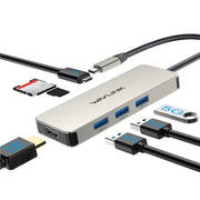 WAVLINK UHP3416 7-in-1 PD100W Charging SD / TF Card Reader 4K HD Type-C Docking Station(Dark Grey)