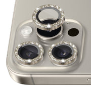 For iPhone 16 Pro / 16 Pro Max NORTHJO Glitter Camera Lens Protector Tempered Glass Metal Ring Film(Natural)