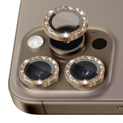 For iPhone 16 Pro / 16 Pro Max NORTHJO Glitter Camera Lens Protector Tempered Glass Metal Ring Film(Brown)