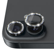For iPhone 16 / 16 Plus NORTHJO Glitter Camera Lens Protector Tempered Glass Metal Ring Film(Black)