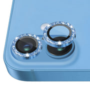 For iPhone 16 / 16 Plus NORTHJO Glitter Camera Lens Protector Tempered Glass Metal Ring Film(Blue)