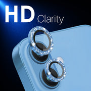 For iPhone 16 / 16 Plus NORTHJO Glitter Camera Lens Protector Tempered Glass Metal Ring Film(Blue)