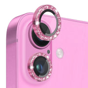 For iPhone 16 / 16 Plus NORTHJO Glitter Camera Lens Protector Tempered Glass Metal Ring Film(Rose)